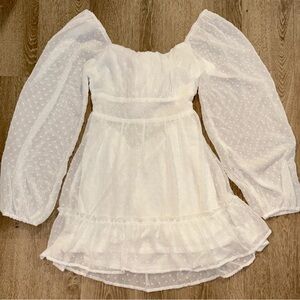 Altar'd State Ivory Dress with Puff Sleeves